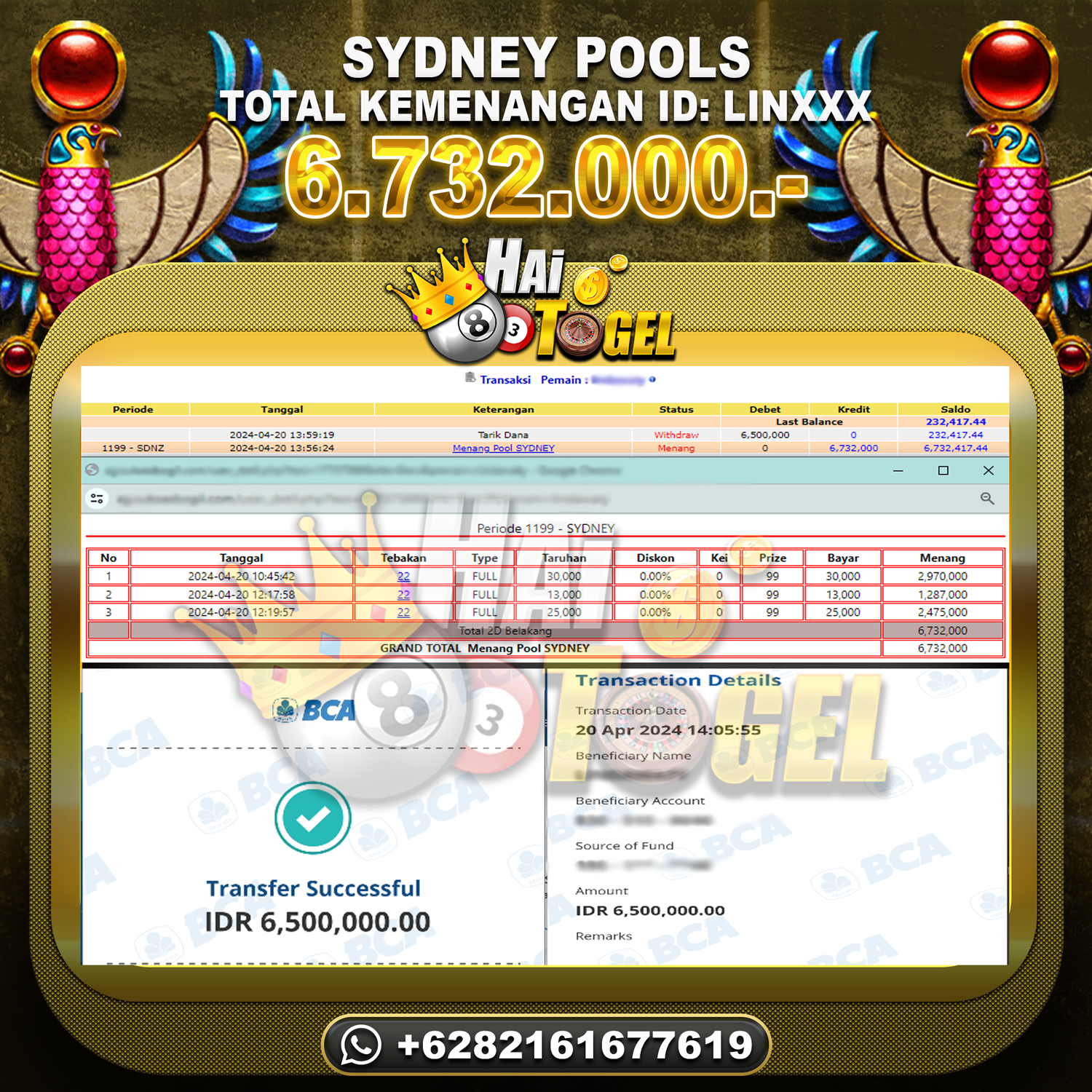 You are currently viewing BUKTI PEMBAYARAN HAITOGEL TOGEL SYDNEY RP. 6.732.000