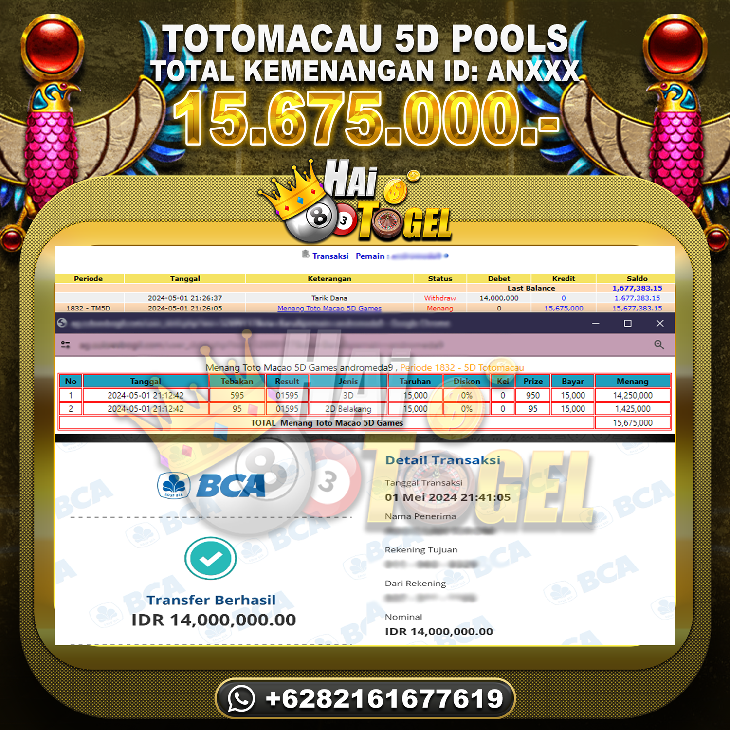 You are currently viewing BUKTI HAITOGEL KEMENANGAN JACKPOT PASARAN TOTOMACAU5D RP. 15.675.000