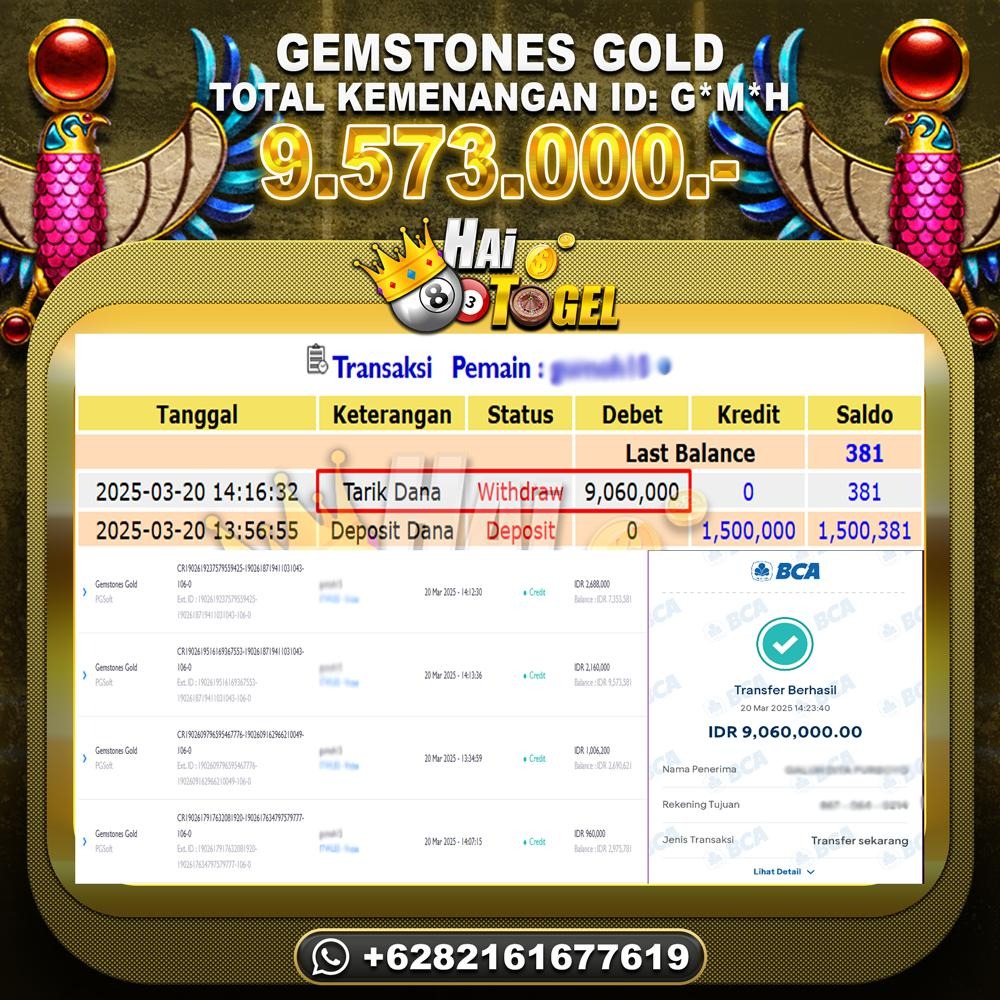 Read more about the article KEMENANGAN SLOT JP HAITOGEL : GEMSTONES GOLD RP. 9.573.000