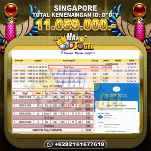 Read more about the article TOGEL HAITOGEL KEMENANGAN BUKTI : SINGAPORE RP.11.059.000,-