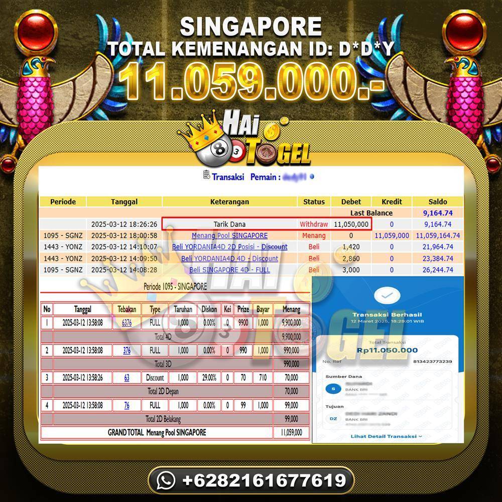 Read more about the article TOGEL HAITOGEL KEMENANGAN BUKTI : SINGAPORE RP.11.059.000,-