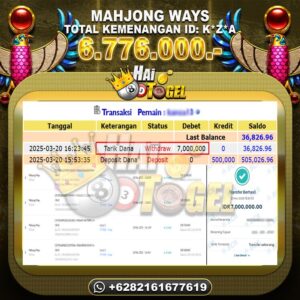 Read more about the article PEMBAYARAN SLOT HAITOGEL GACOR MAHJONG WAYS RP. 6.776.000