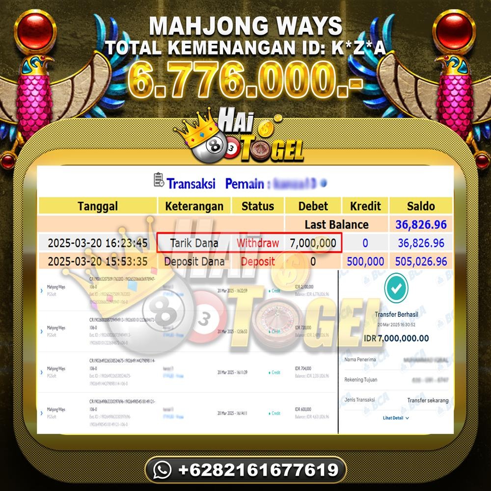 Read more about the article PEMBAYARAN SLOT HAITOGEL GACOR MAHJONG WAYS RP. 6.776.000