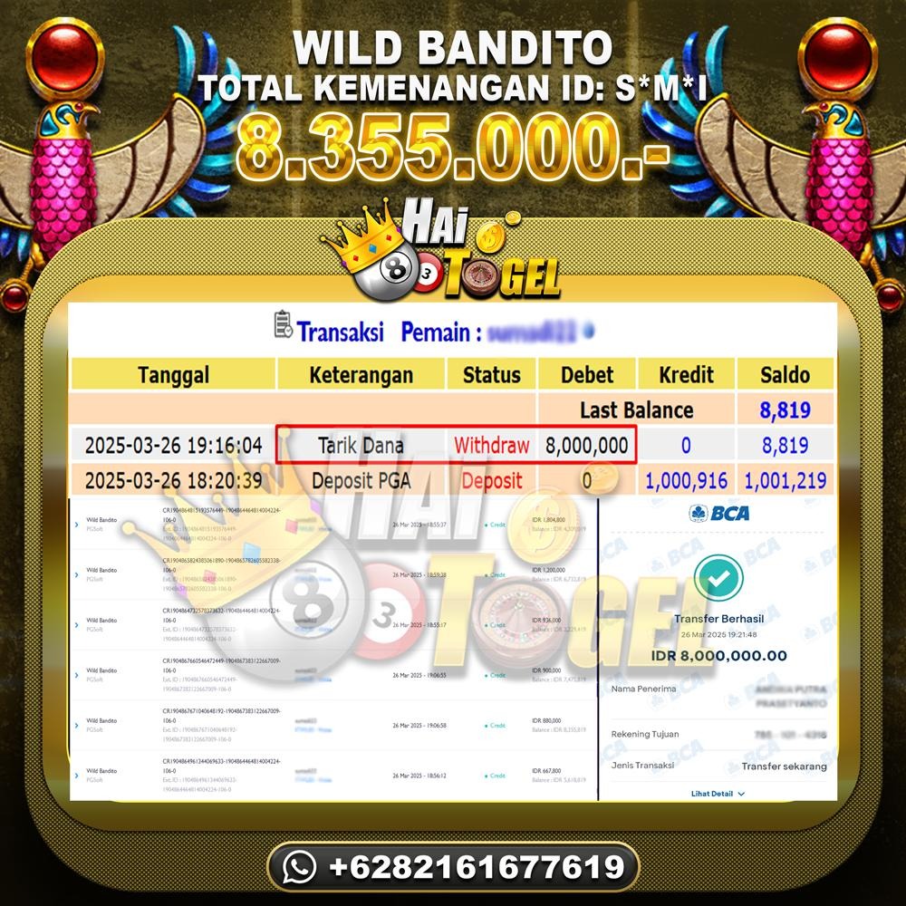 Read more about the article HAITOGEL SLOT BUKTI GACOR WILD BOUNTY SHOWDOWN RP. 8.355.000