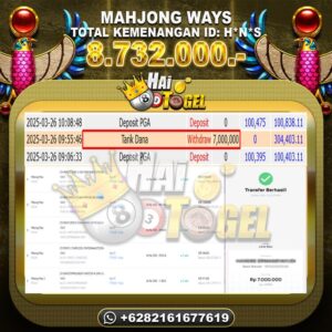 Read more about the article PEMBAYARAN SLOT HAITOGEL GACOR MAHJONG WAYS RP. 8.732.000