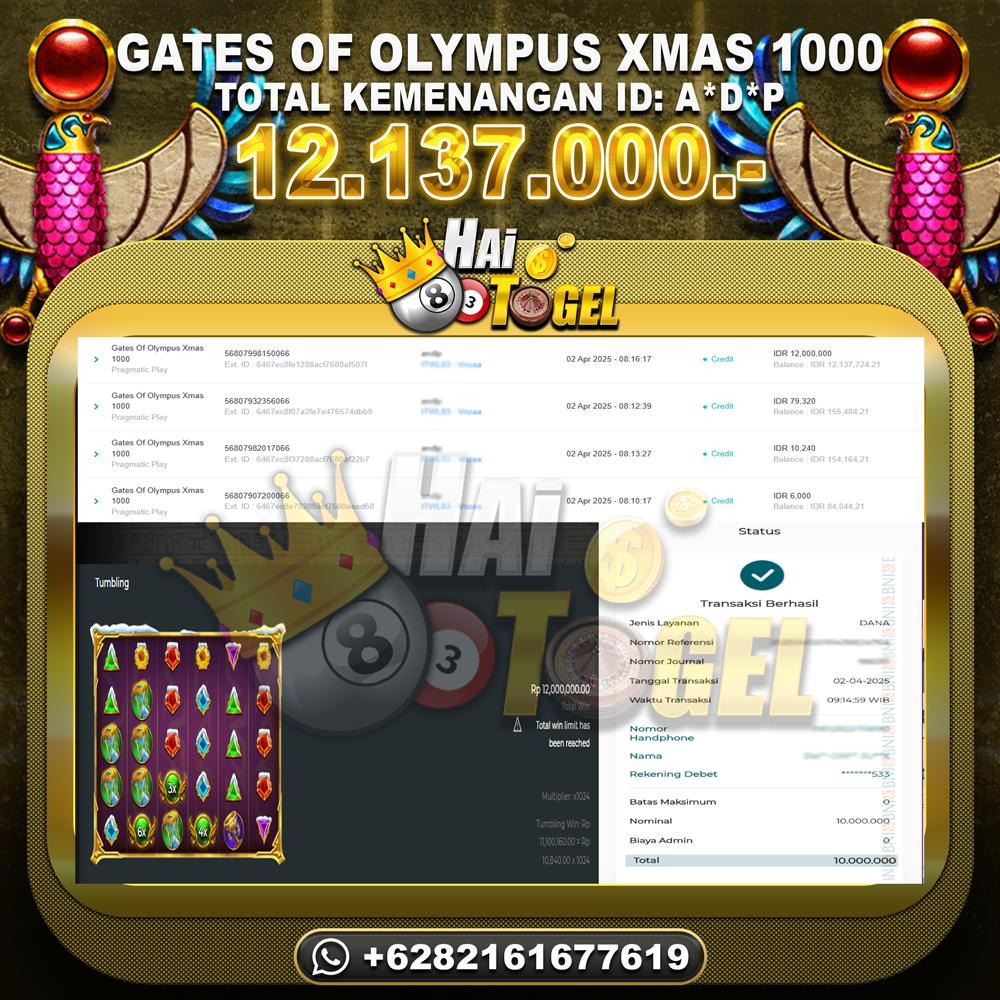 Read more about the article PEMBAYARAN JP SLOT BUKTI : GATES OF OLYMPUS XMAS 1000 RP. 12.137.000
