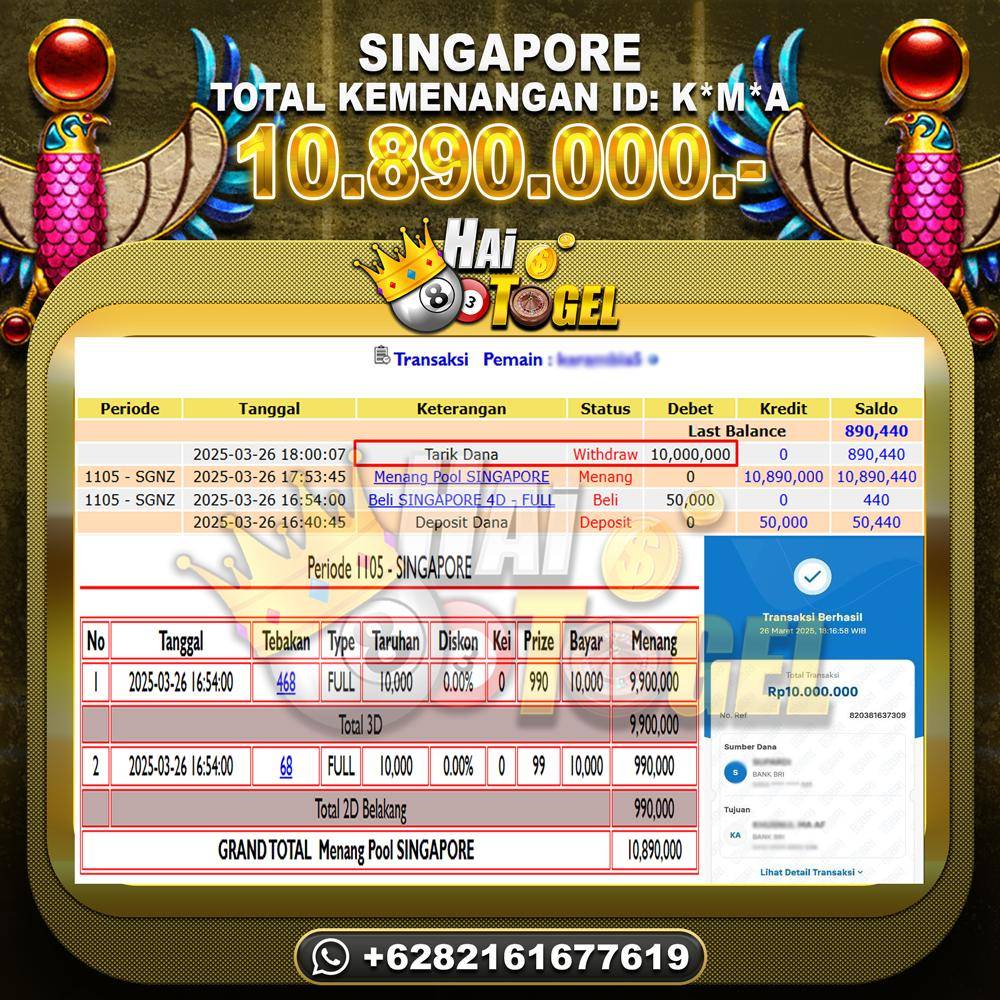 Read more about the article TOGEL HAITOGEL KEMENANGAN BUKTI : SINGAPORE RP.10.890.000,-