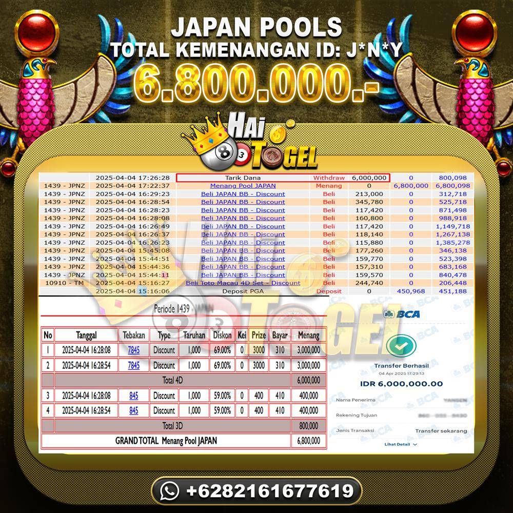 Read more about the article BUKTI JP TOGEL HAITOGEL : JAPAN POOLS RP. 6.800.000