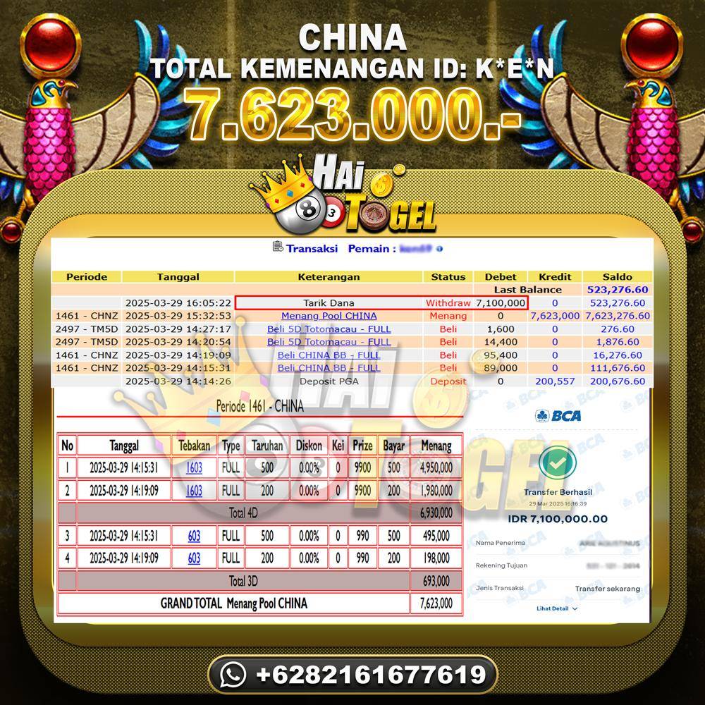 Read more about the article CHINA HAITOGEL BUKTI PEMBAYARAN TOGEL RP. 7.623.000
