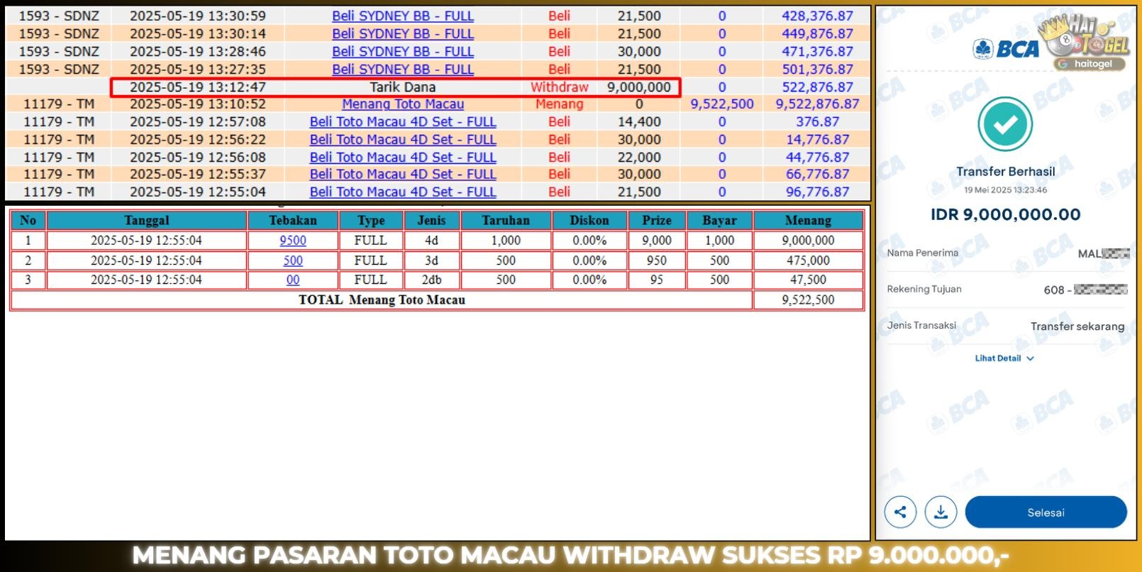 Read more about the article BUKTI MAXWIN JP HAITOGEL : TOTOMACAU4D RP. 9.522.000