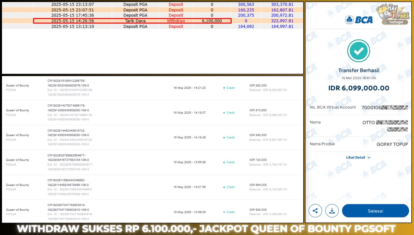 Read more about the article BUKTI HAITOGEL SLOT GACOR : QUEEN OF BOUNTY RP. 6.100.000