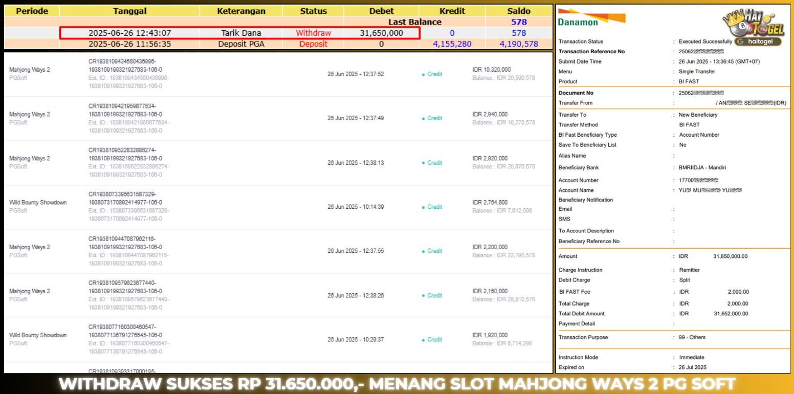 Read more about the article BUKTI GACOR SLOT HAITOGEL MAHJONG WAYS 2 RP. 31.650.000