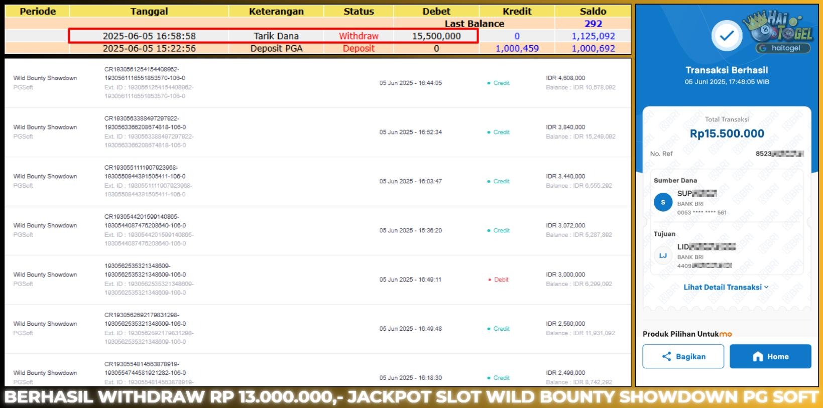 Read more about the article HAITOGEL SLOT BUKTI GACOR WILD BOUNTY SHOWDOWN RP. 13.000.000