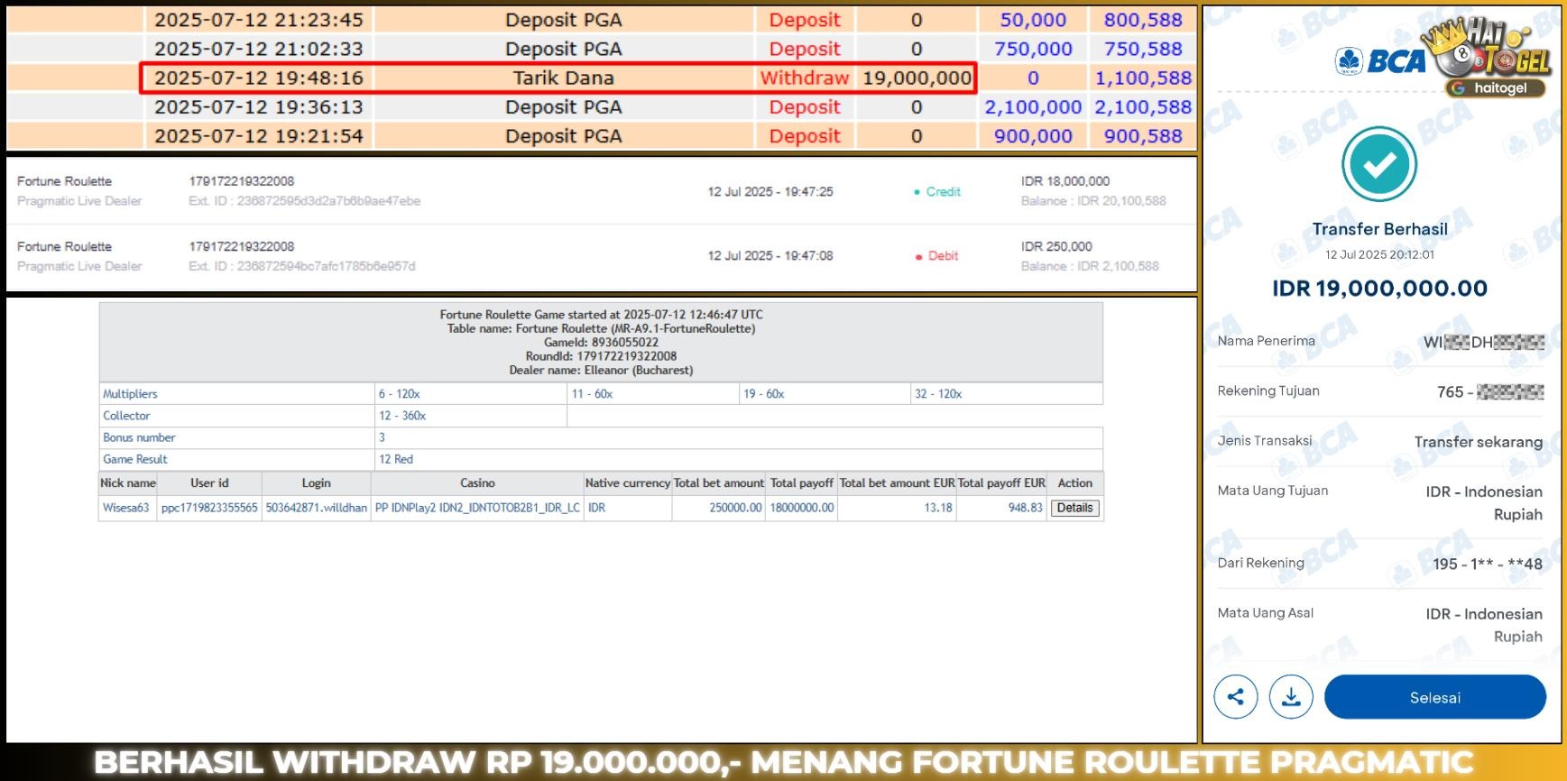 You are currently viewing BUKTI JP CASINO HAITOGEL FORTUNE ROULETTE PRAGMATIC RP. 19.000.000