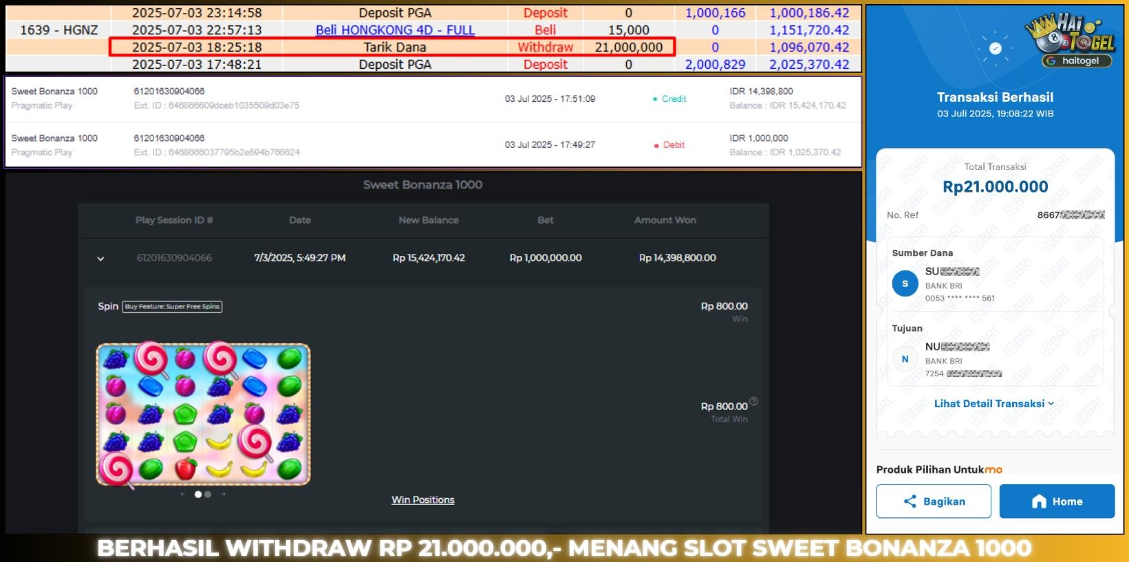 You are currently viewing KEMENANGAN SLOT HAITOGEL MAXWIN  : SWEET BONANZA 1000 RP. 21.000.000