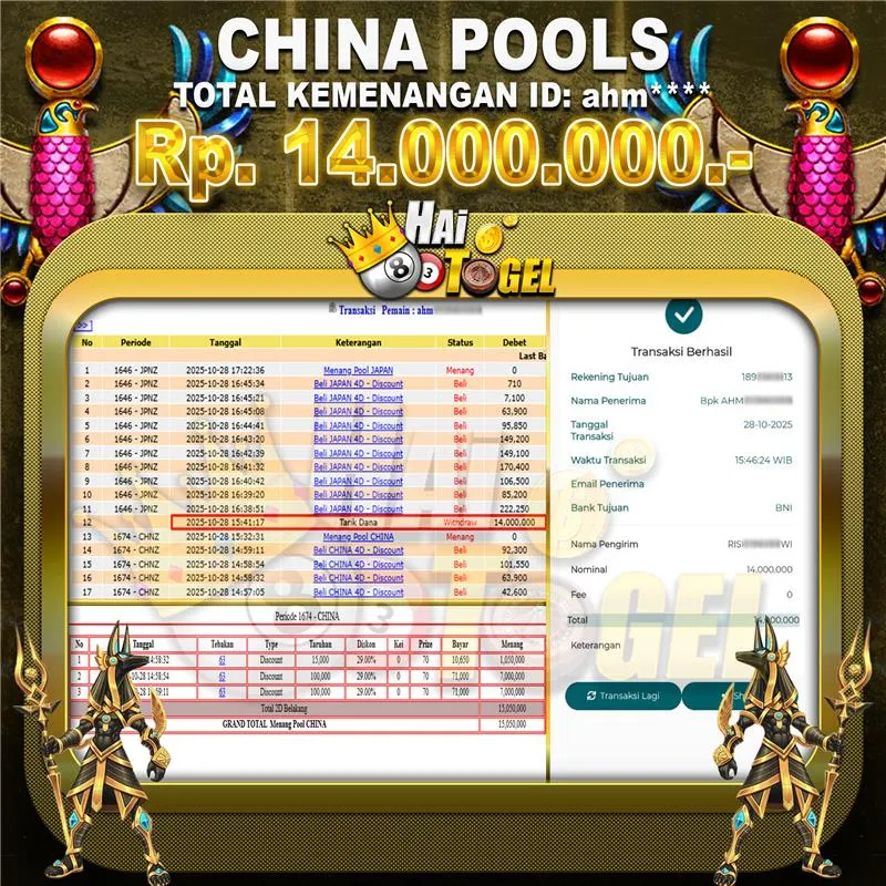 You are currently viewing CHINA HAITOGEL BUKTI PEMBAYARAN TOGEL RP. 14.000.000