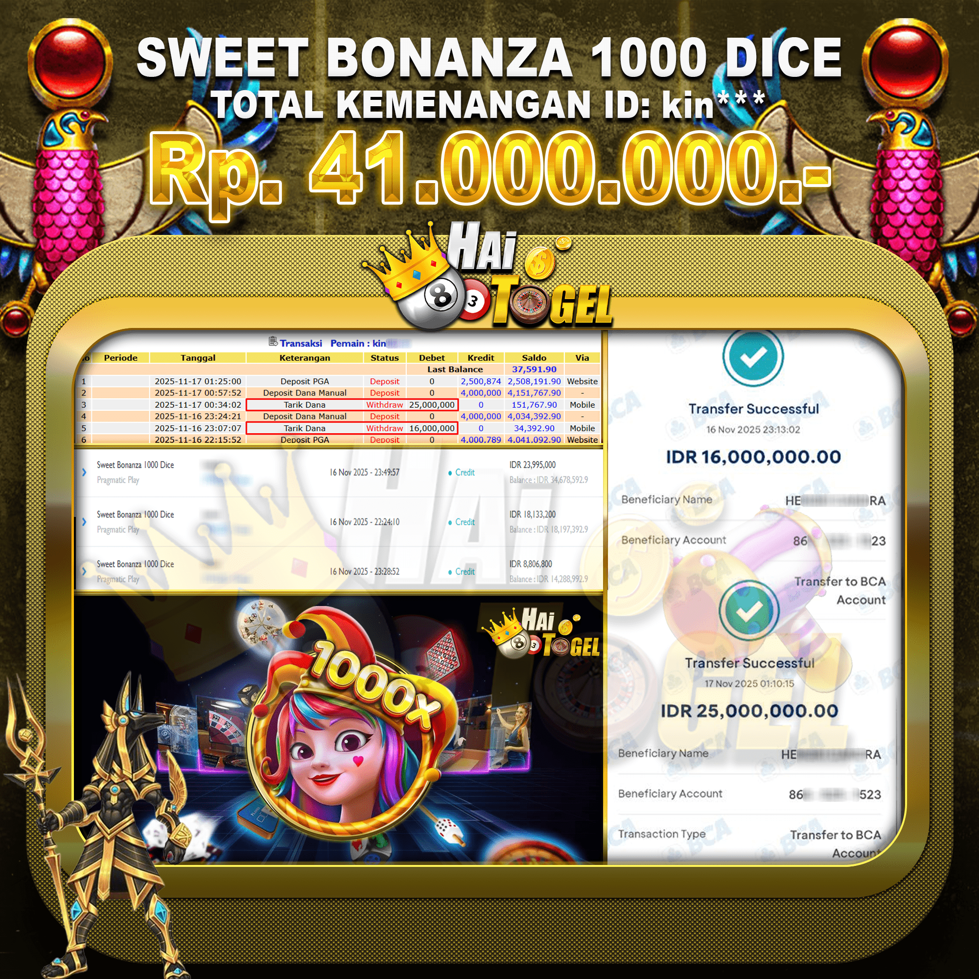 You are currently viewing 2X WD BESAR HAITOGEL DI GAME SWEET BONANZA 1000 DICE! RP 41.000.000