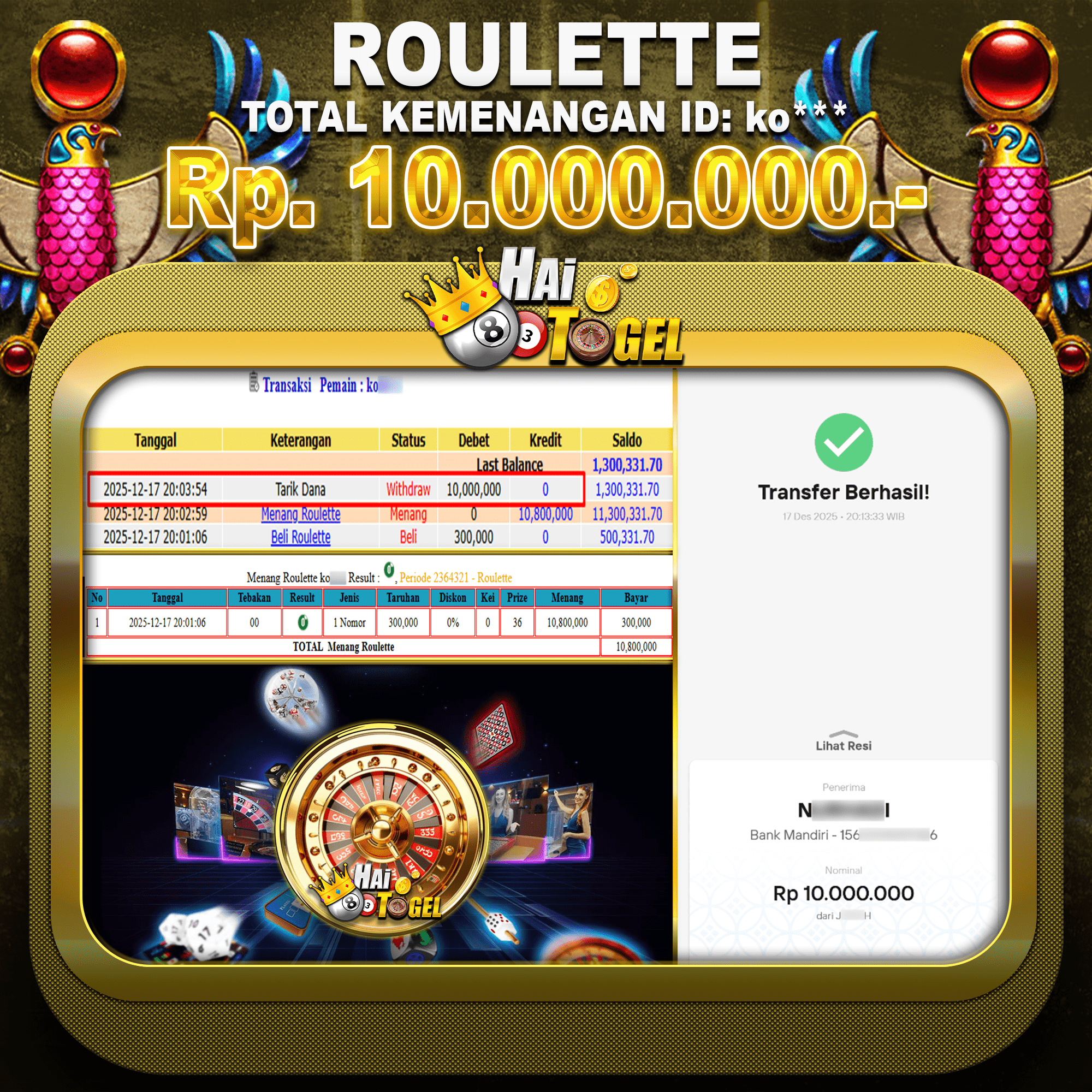 Read more about the article MEGA JACKPOT CASINO ROULETTE Rp10.000.000 JUTA DI SITUS HAITOGEL TERBUKTI GACOR