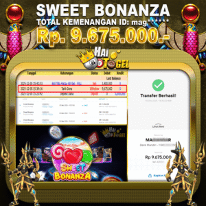 Read more about the article BUKTI SLOT GACOR HAITOGEL MELEDAK JACKPOT Rp9.675.000 DI GAME SWEET BONANZA