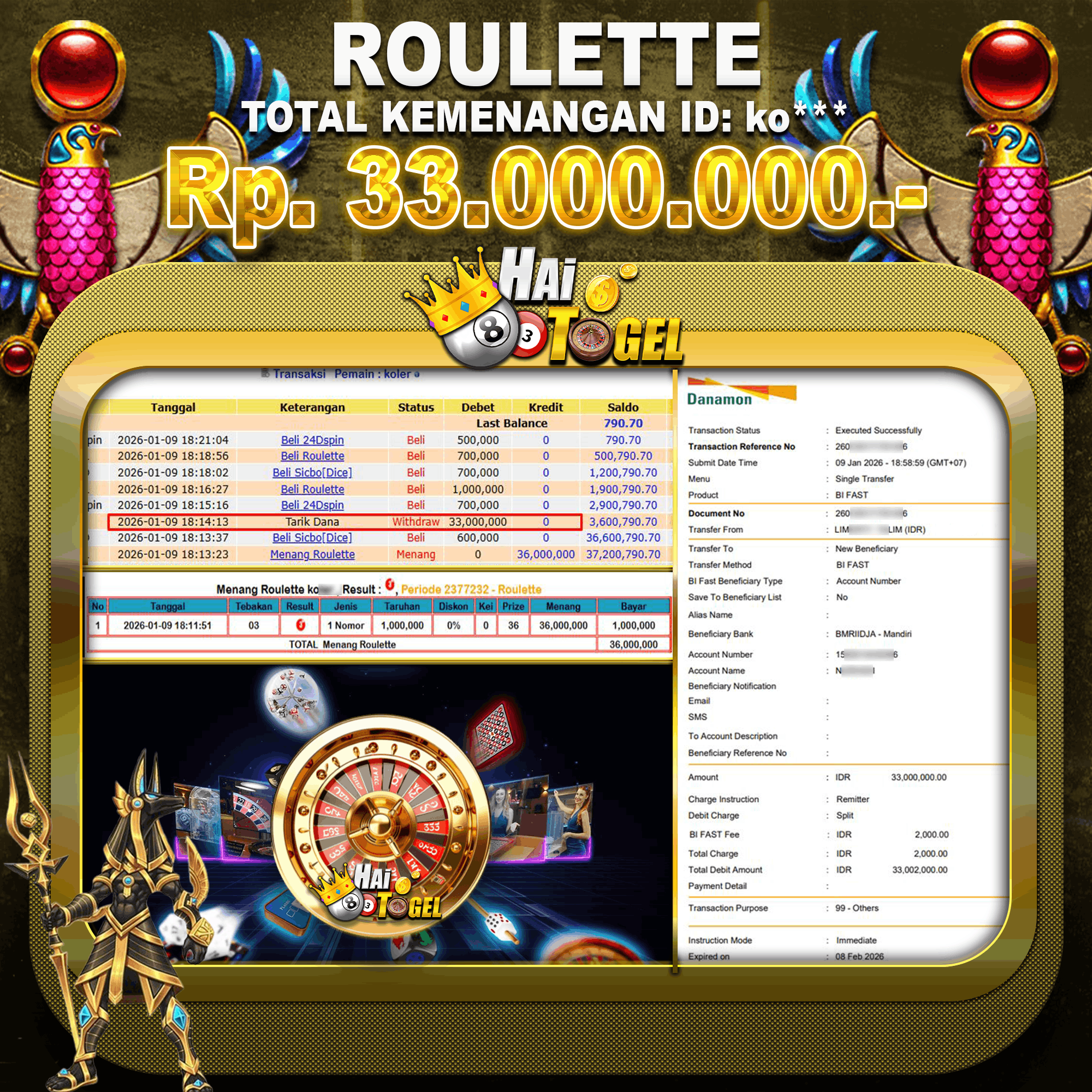 Read more about the article TIPS DAN POLA JITU MENANG ROULETTE SAMPAI 33 JUTA RUPIAH DI SITUS HAITOGEL