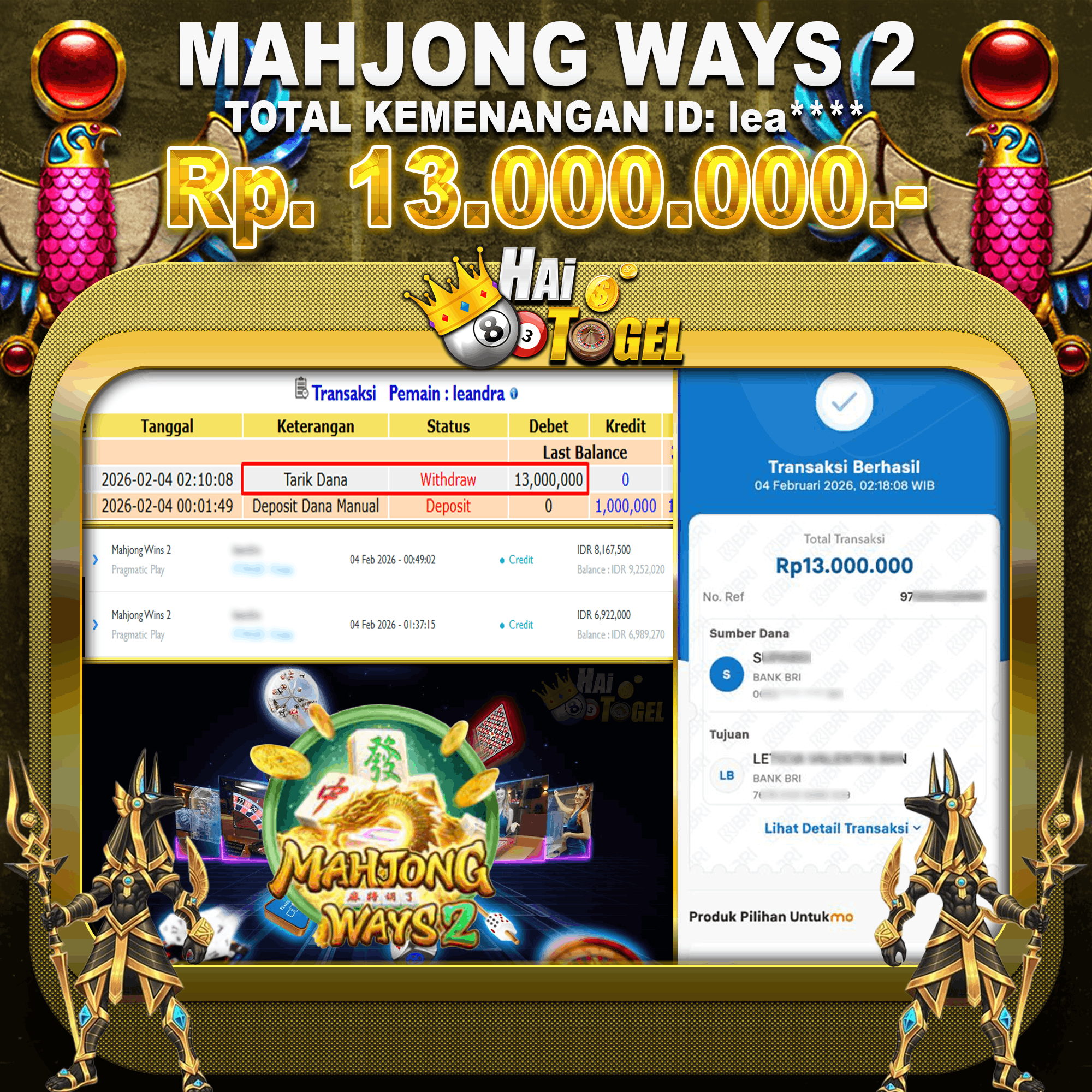 You are currently viewing SLOT MAHJONG WAYS 2 – BOCORAN DAPAT SUPER JACKPOT Rp13.000.000 JUTA DI HAITOGEL