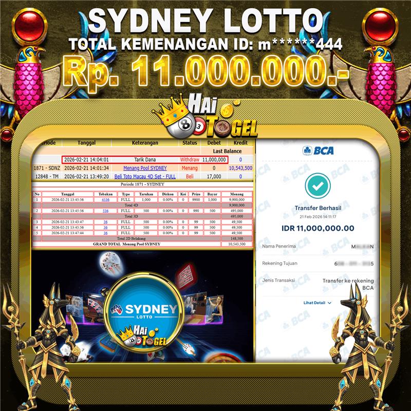 Read more about the article BUKTI JACKPOT GACOR HAITOGEL : SYDNEY LOTTO RP. 11.000.000
