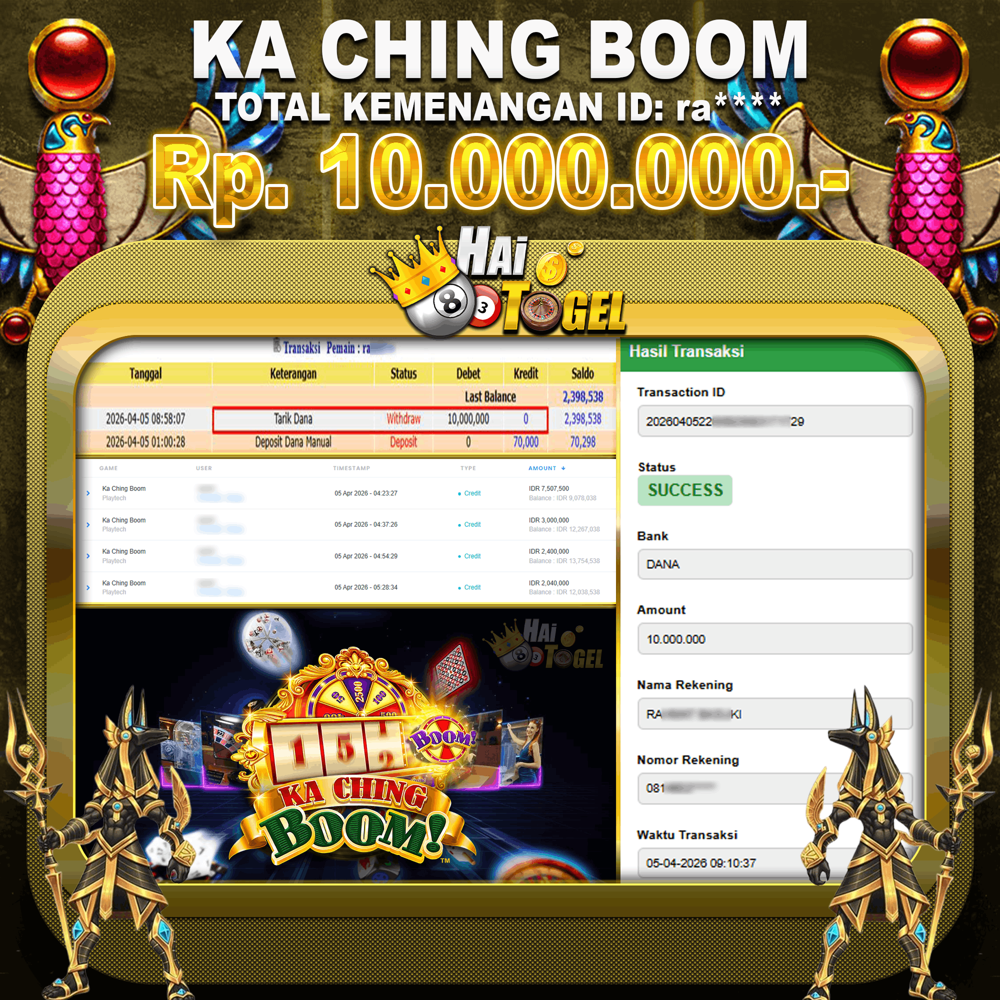 You are currently viewing TIPS KEMENANGAN SLOT HAITOGEL KA CHING BOOM RP. 10.000.000