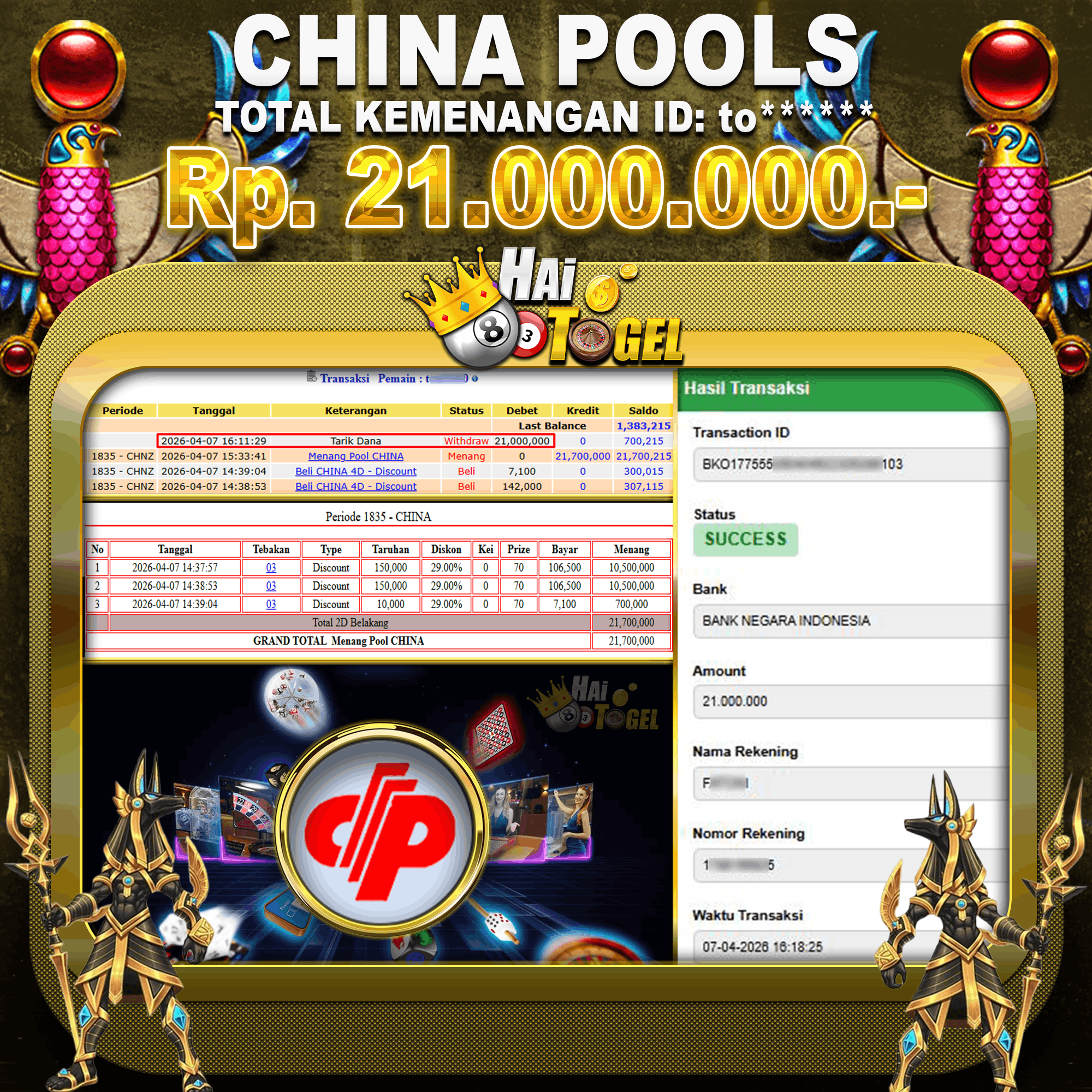 You are currently viewing HASIL PEMBAYARAN HAITOGEL CHINA TOGEL RP. 12.870.000